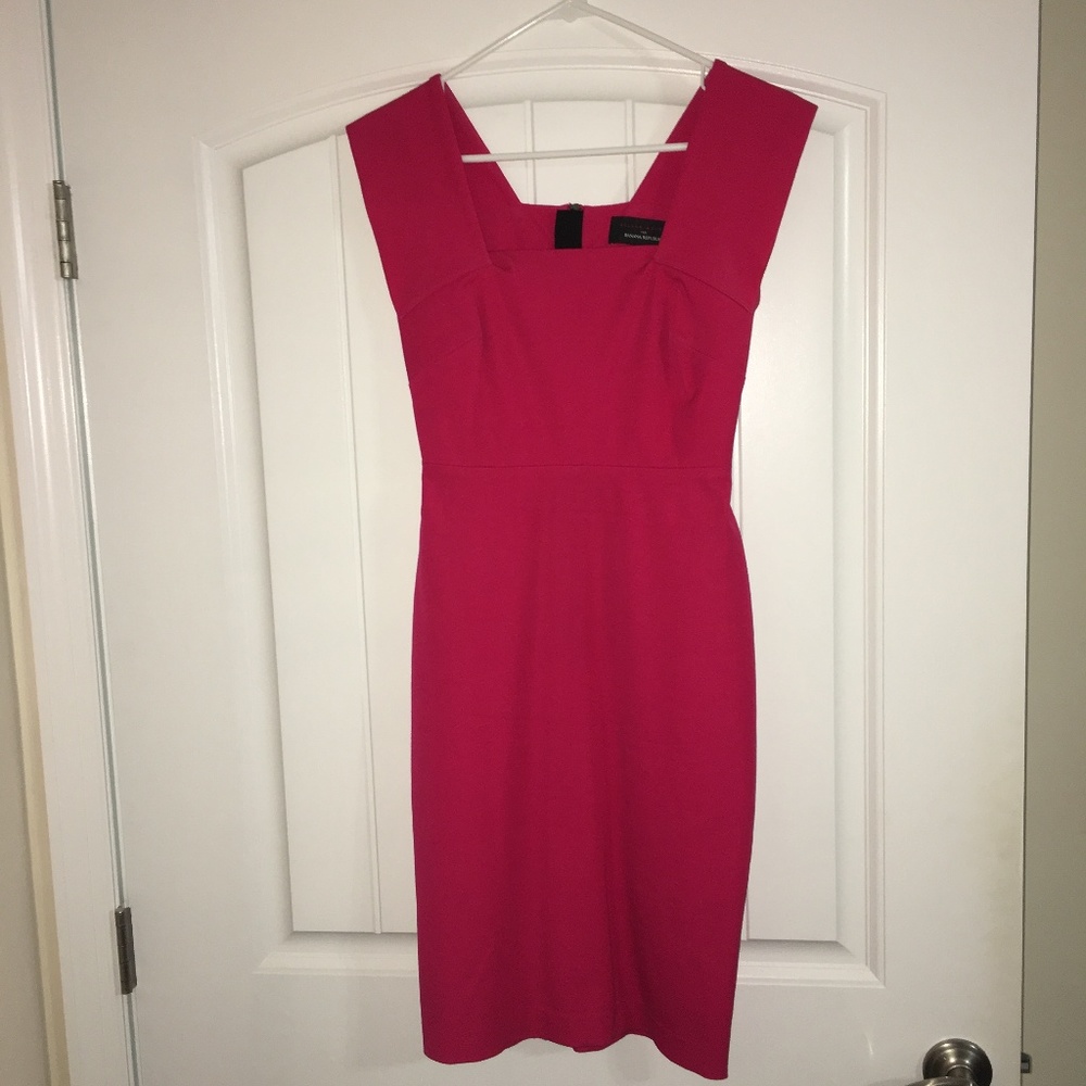 Bright pink flattering Roland Mouret dress
